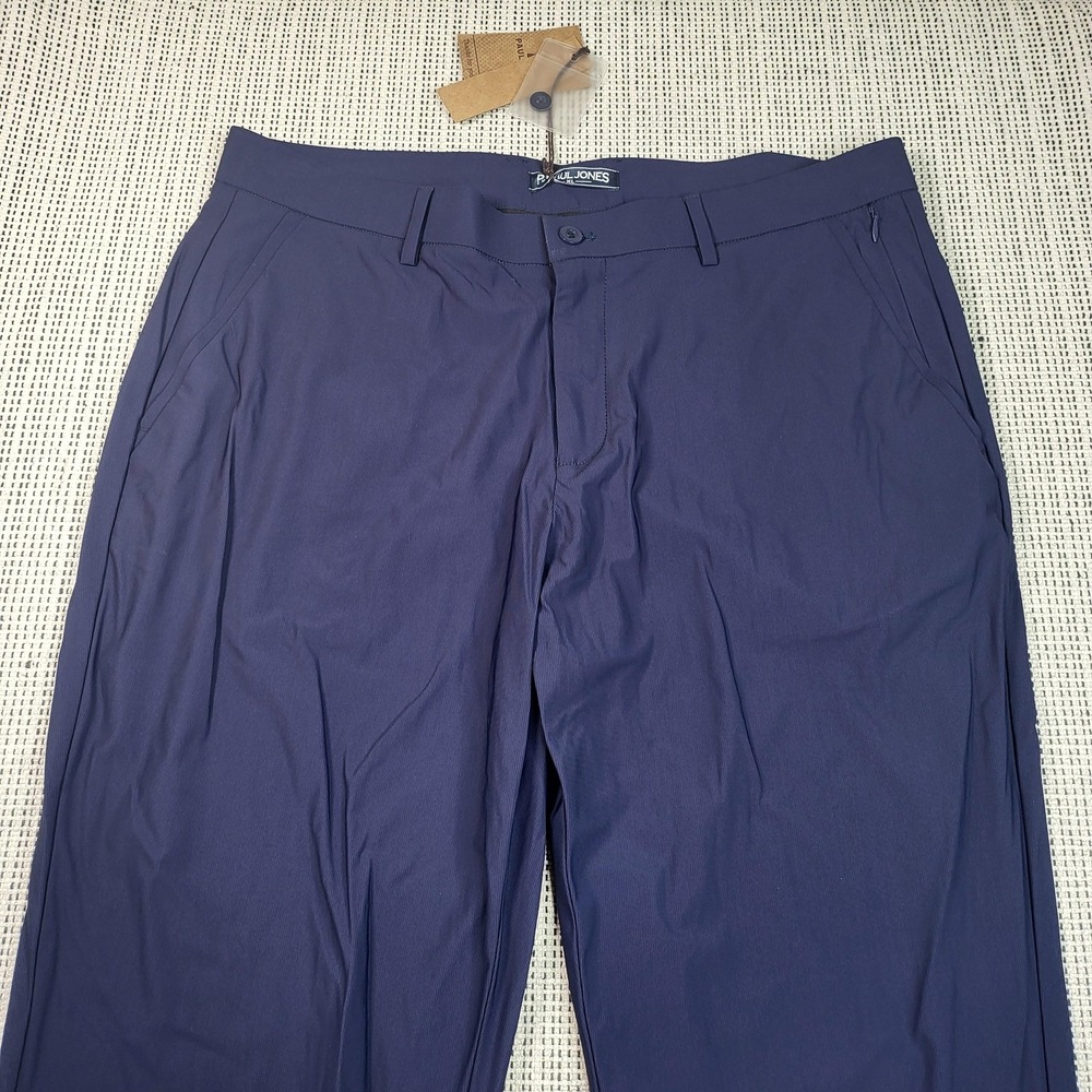Paul Jones Pants Mens 37x31 Blue‎ Tech Stretch Dress Slacks Flat Front Casual